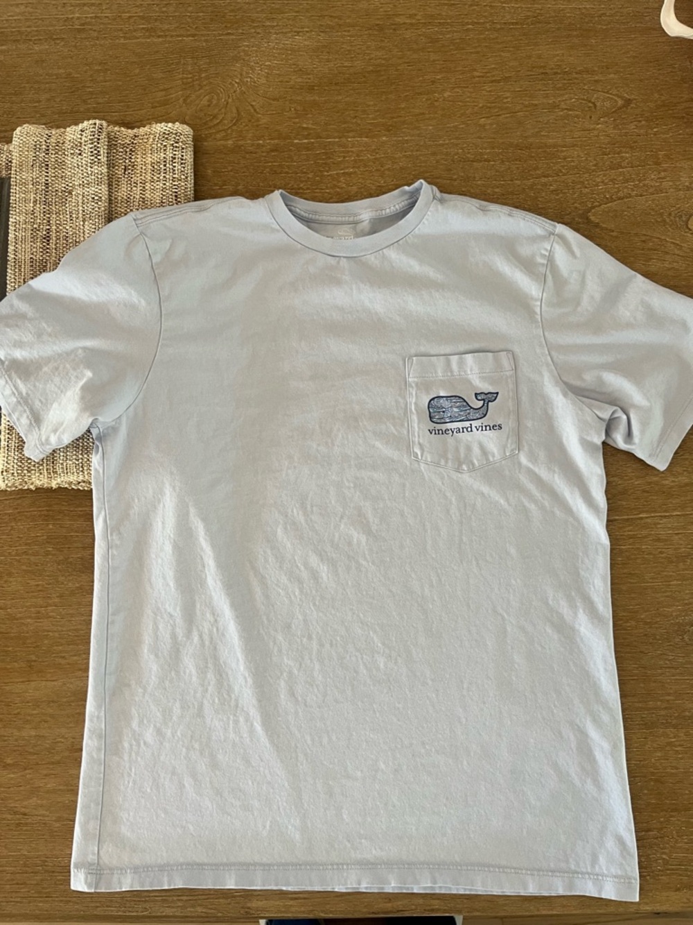 Vineyard Vines Light Blue Pocket Tee with Whale Logo
